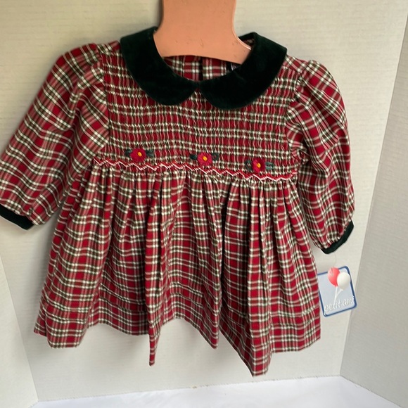 Beautiful holiday plaid embroidered baby dress. Size 6 months - Picture 1 of 12